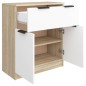 vidaXL Aparador madera contrachapada blanco y roble Sonoma 60x30x70 cm vidaXL Aparador madera contrachapada blanco y roble Sonoma 60x30x70 cm