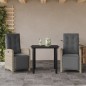 vidaXL Sillas y mesita de jardín 3 piezas ratán sintético cojín gris vidaXL Sillas y mesita de jardín 3 piezas ratán sintético cojín gris