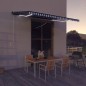 vidaXL Toldo con LED y sensor de viento azul y blanco 500x300 cm vidaXL Toldo con LED y sensor de viento azul y blanco 500x300 cm
