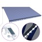 vidaXL Toldo con LED y sensor de viento azul y blanco 500x300 cm vidaXL Toldo con LED y sensor de viento azul y blanco 500x300 cm