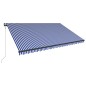 vidaXL Toldo con LED y sensor de viento azul y blanco 500x300 cm vidaXL Toldo con LED y sensor de viento azul y blanco 500x300 cm