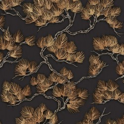 DUTCH WALLCOVERINGS Papel de pared pino negro y dorado
