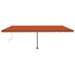 vidaXL Toldo manual retráctil con luz LED naranja y marrón 600x300 cm