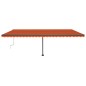 vidaXL Toldo manual retráctil con luz LED naranja y marrón 600x300 cm vidaXL Toldo manual retráctil con luz LED naranja y marrón 600x300 cm
