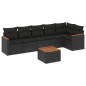 vidaXL Set de comedor de jardín 7 pzas y cojines ratán sintético negro vidaXL Set de comedor de jardín 7 pzas y cojines ratán sintético negro