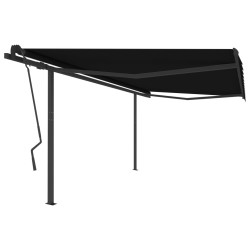vidaXL Toldo retráctil manual con postes gris antracita 4,5x3,5 m
