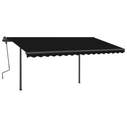 vidaXL Toldo retráctil manual con postes gris antracita 4,5x3,5 m