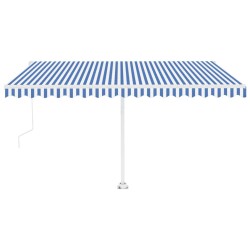 vidaXL Toldo automático LED sensor de viento azul y blanco 400x350 cm