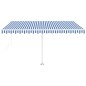 vidaXL Toldo automático LED sensor de viento azul y blanco 400x350 cm