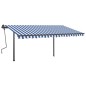 vidaXL Toldo manual retráctil con LED azul y blanco 4x3 m vidaXL Toldo manual retráctil con LED azul y blanco 4x3 m