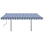 vidaXL Toldo manual retráctil con LED azul y blanco 4x3 m vidaXL Toldo manual retráctil con LED azul y blanco 4x3 m