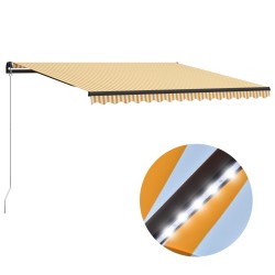 vidaXL Toldo manual retráctil con LED amarillo y blanco 400x300 cm