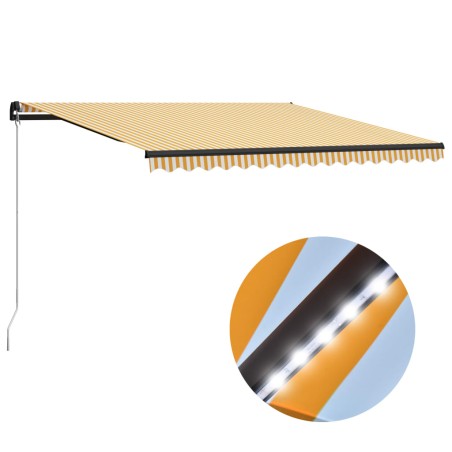 vidaXL Toldo manual retráctil con LED amarillo y blanco 400x300 cm
