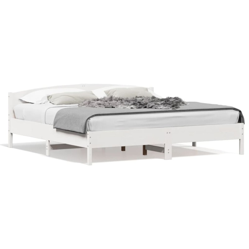 vidaXL Estructura cama cabecero madera maciza pino blanco 180x200 cm vidaXL Estructura cama cabecero madera maciza pino blanco 180x200 cm