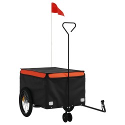 vidaXL Remolque para bicicleta hierro negro y naranja 45 kg