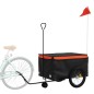 vidaXL Remolque para bicicleta hierro negro y naranja 45 kg vidaXL Remolque para bicicleta hierro negro y naranja 45 kg