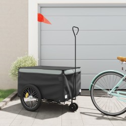 vidaXL Remolque para bicicleta hierro negro y gris 45 kg