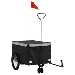 vidaXL Remolque para bicicleta hierro negro y gris 45 kg