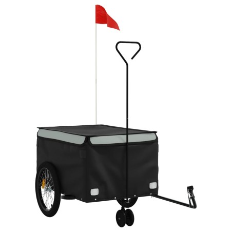vidaXL Remolque para bicicleta hierro negro y gris 45 kg