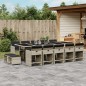 vidaXL Set comedor jardín y cojines 15 pzas ratán sintético gris claro vidaXL Set comedor jardín y cojines 15 pzas ratán sintético gris claro