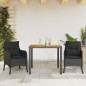vidaXL Set comedor de jardín 3 pzas con cojines ratán sintético negro