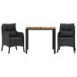 vidaXL Set comedor de jardín 3 pzas con cojines ratán sintético negro