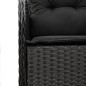 vidaXL Set comedor de jardín 3 pzas con cojines ratán sintético negro