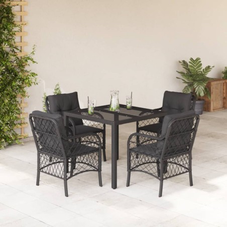 vidaXL Set de muebles jardín 5 pzas con cojines ratán sintético negro