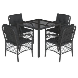 vidaXL Set de muebles jardín 5 pzas con cojines ratán sintético negro