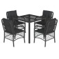 vidaXL Set de muebles jardín 5 pzas con cojines ratán sintético negro vidaXL Set de muebles jardín 5 pzas con cojines ratán sintético negro