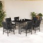 vidaXL Set de comedor de jardín 7 pzas y cojines ratán sintético negro vidaXL Set de comedor de jardín 7 pzas y cojines ratán sintético negro