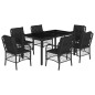 vidaXL Set de comedor de jardín 7 pzas y cojines ratán sintético negro vidaXL Set de comedor de jardín 7 pzas y cojines ratán sintético negro