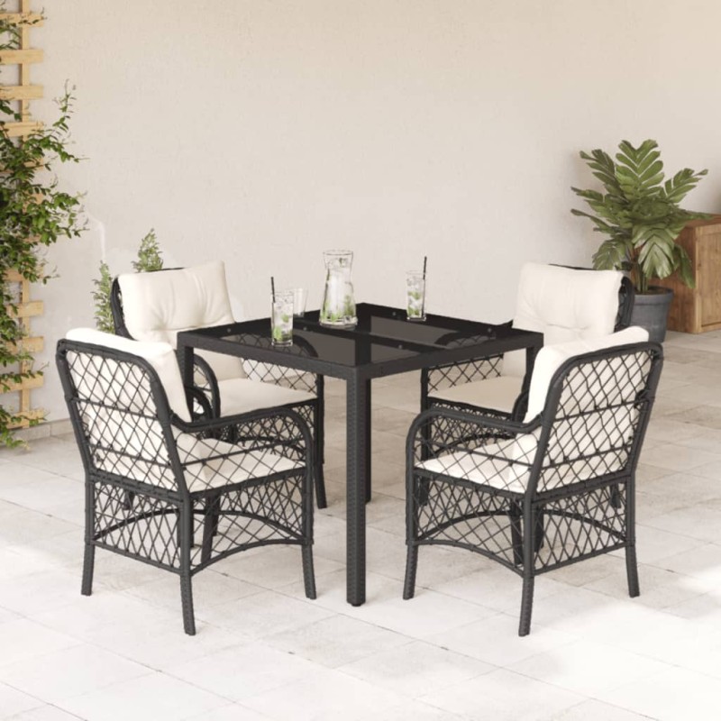 vidaXL Set de muebles jardín 5 pzas con cojines ratán sintético negro