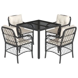 vidaXL Set de muebles jardín 5 pzas con cojines ratán sintético negro