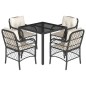 vidaXL Set de muebles jardín 5 pzas con cojines ratán sintético negro