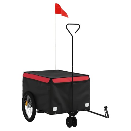 vidaXL Remolque para bicicleta hierro negro y rojo 30 kg