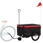 vidaXL Remolque para bicicleta hierro negro y rojo 30 kg
