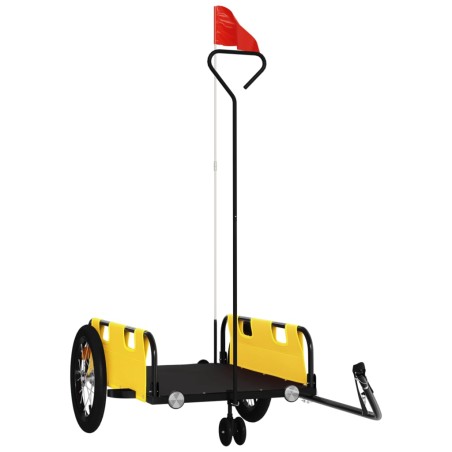 vidaXL Remolque para bicicletas hierro y tela Oxford amarillo