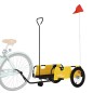 vidaXL Remolque para bicicletas hierro y tela Oxford amarillo