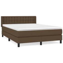 vidaXL Cama box spring con colchón tela marrón oscuro 140x190 cm