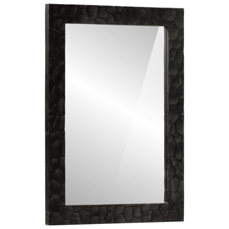 vidaXL Espejo de baño madera maciza mango y vidrio negro 50x70x2,5 cm