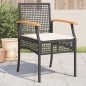 vidaXL Sillas de jardín con cojín 4 uds ratán PE negro y madera acacia vidaXL Sillas de jardín con cojín 4 uds ratán PE negro y madera acacia