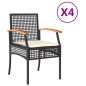 vidaXL Sillas de jardín con cojín 4 uds ratán PE negro y madera acacia vidaXL Sillas de jardín con cojín 4 uds ratán PE negro y madera acacia