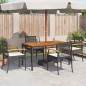 vidaXL Sillas de jardín con cojín 4 uds ratán PE negro y madera acacia vidaXL Sillas de jardín con cojín 4 uds ratán PE negro y madera acacia