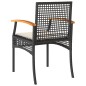 vidaXL Sillas de jardín con cojín 4 uds ratán PE negro y madera acacia vidaXL Sillas de jardín con cojín 4 uds ratán PE negro y madera acacia