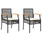 vidaXL Sillas de jardín con cojín 2 uds ratán PE negro y madera acacia vidaXL Sillas de jardín con cojín 2 uds ratán PE negro y madera acacia