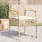 vidaXL Sillas de jardín con cojín 4 uds ratán PE beige y madera acacia vidaXL Sillas de jardín con cojín 4 uds ratán PE beige y madera acacia