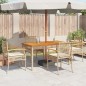 vidaXL Sillas de jardín con cojín 4 uds ratán PE beige y madera acacia vidaXL Sillas de jardín con cojín 4 uds ratán PE beige y madera acacia