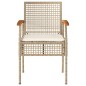 vidaXL Sillas de jardín con cojín 4 uds ratán PE beige y madera acacia vidaXL Sillas de jardín con cojín 4 uds ratán PE beige y madera acacia