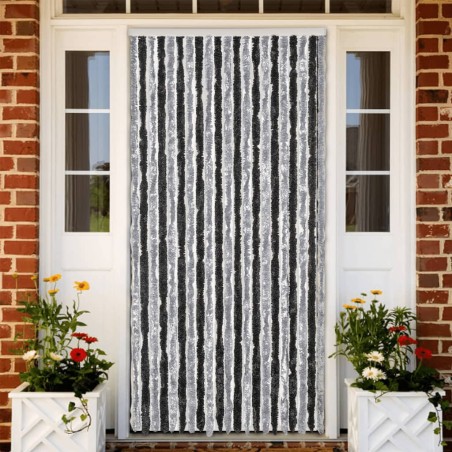 vidaXL Cortina antimoscas chenilla gris y negro 100x230 cm
